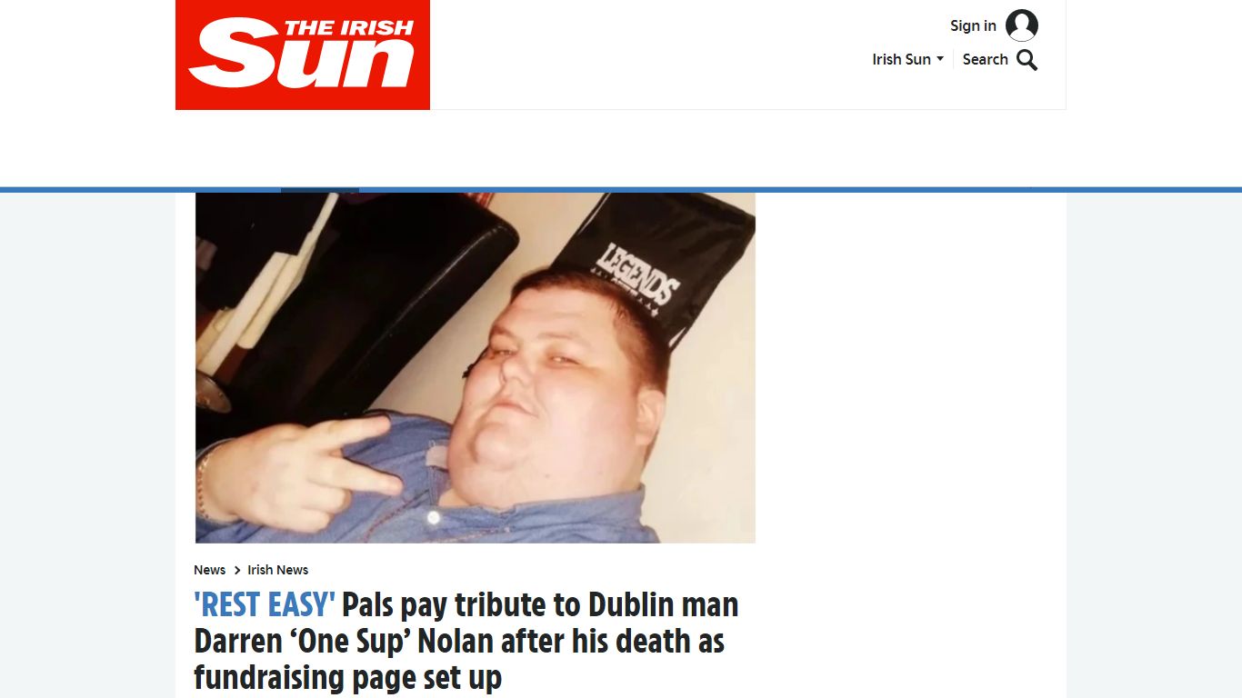 Pals pay tribute to Dublin man Darren 'One Sup' Nolan after his death ...