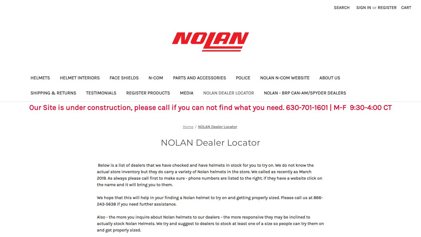 NOLAN Dealer Locator