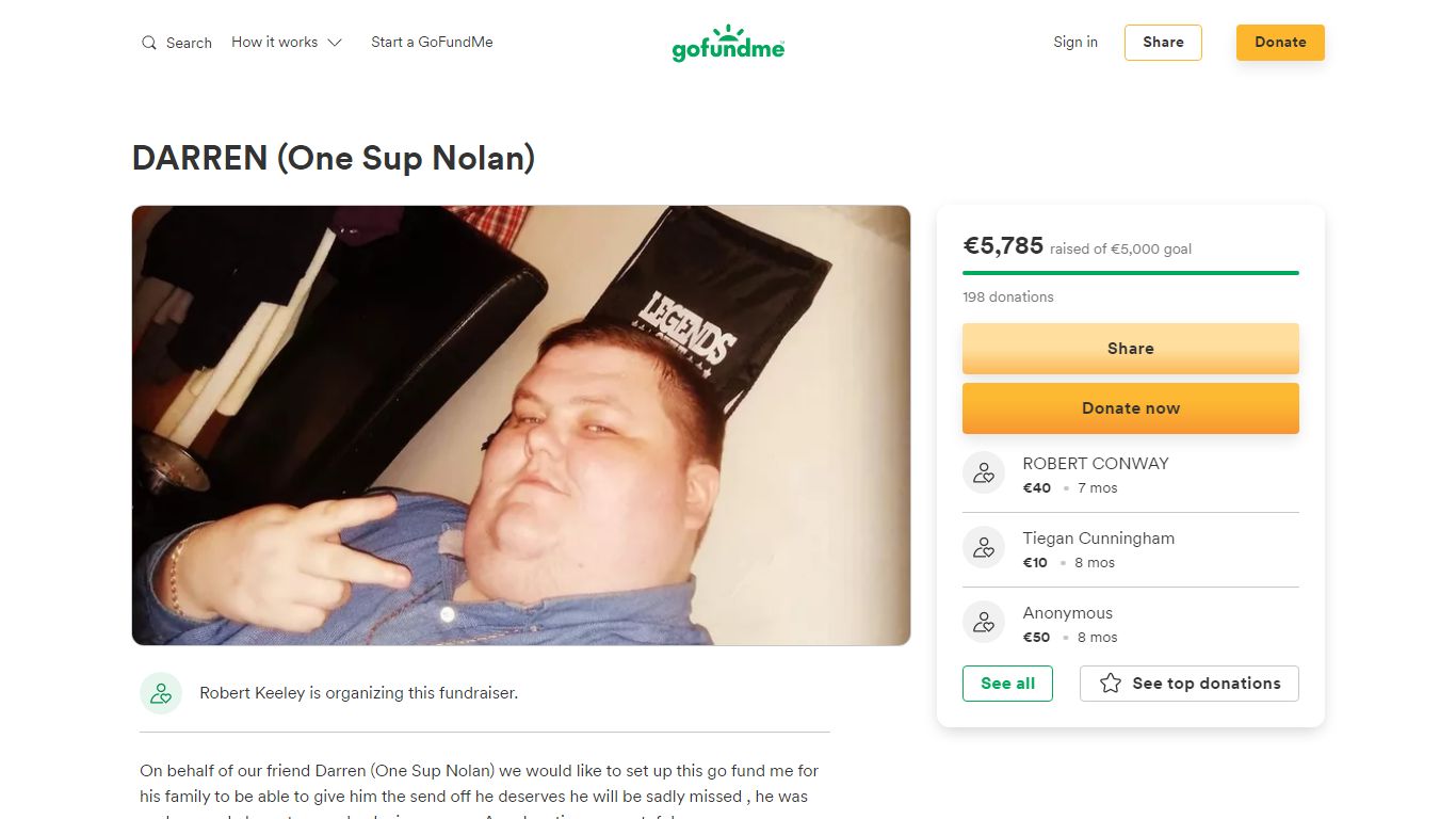 Fundraiser by Robert Keeley : DARREN (One Sup Nolan) - GoFundMe